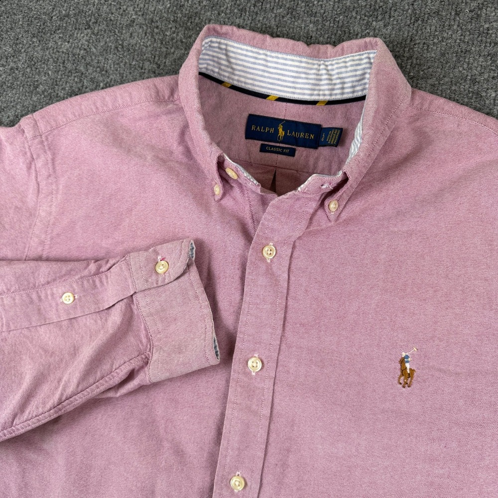 Polo Ralph Lauren Oxford Shirt Mens L Lavender Purple Long Sleeve Button Up OCBD